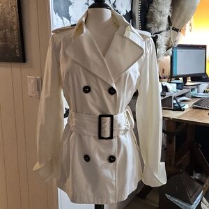 Dana Buchman Women's White Trench Coat, Size Large L